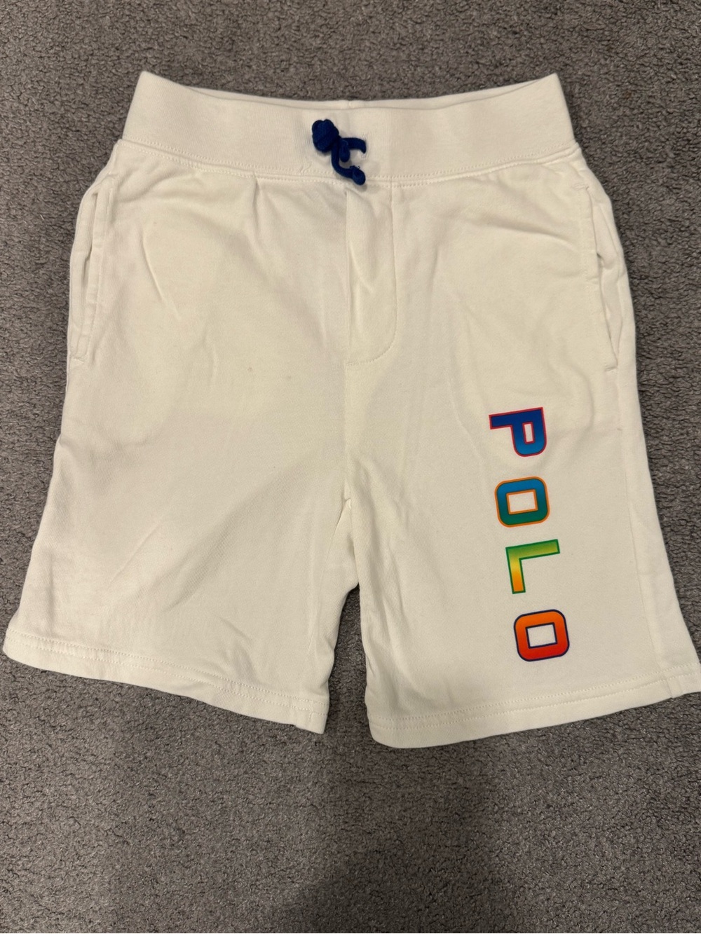 Polo by Ralph Lauren White Cotton Shorts with Multicolor POLO Logo